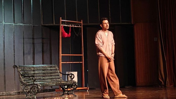 Actor Amol Parashar performing the 75-minute solo show 'Besharam Aadmi' about sex, shame, and intimacy, written and directed by Vijay Ashok Sharma, at Delhi’s Stein Auditorium