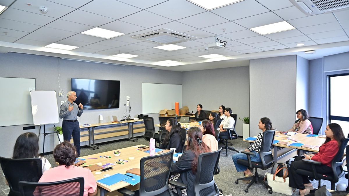 V.R. Govindarajan, Co-founder & Chairman of Perfios, engaging with future women leaders at the Leadership Accelerator Programme| Special arrangement