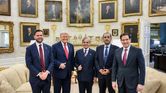 Trump with Pakistan Army Chief Asim Munir and PM Sharif in Oval Office