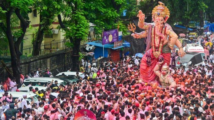 Devotees carry Lalbaugcha Raja Ganpati for immersion | Representational image | ThePrint