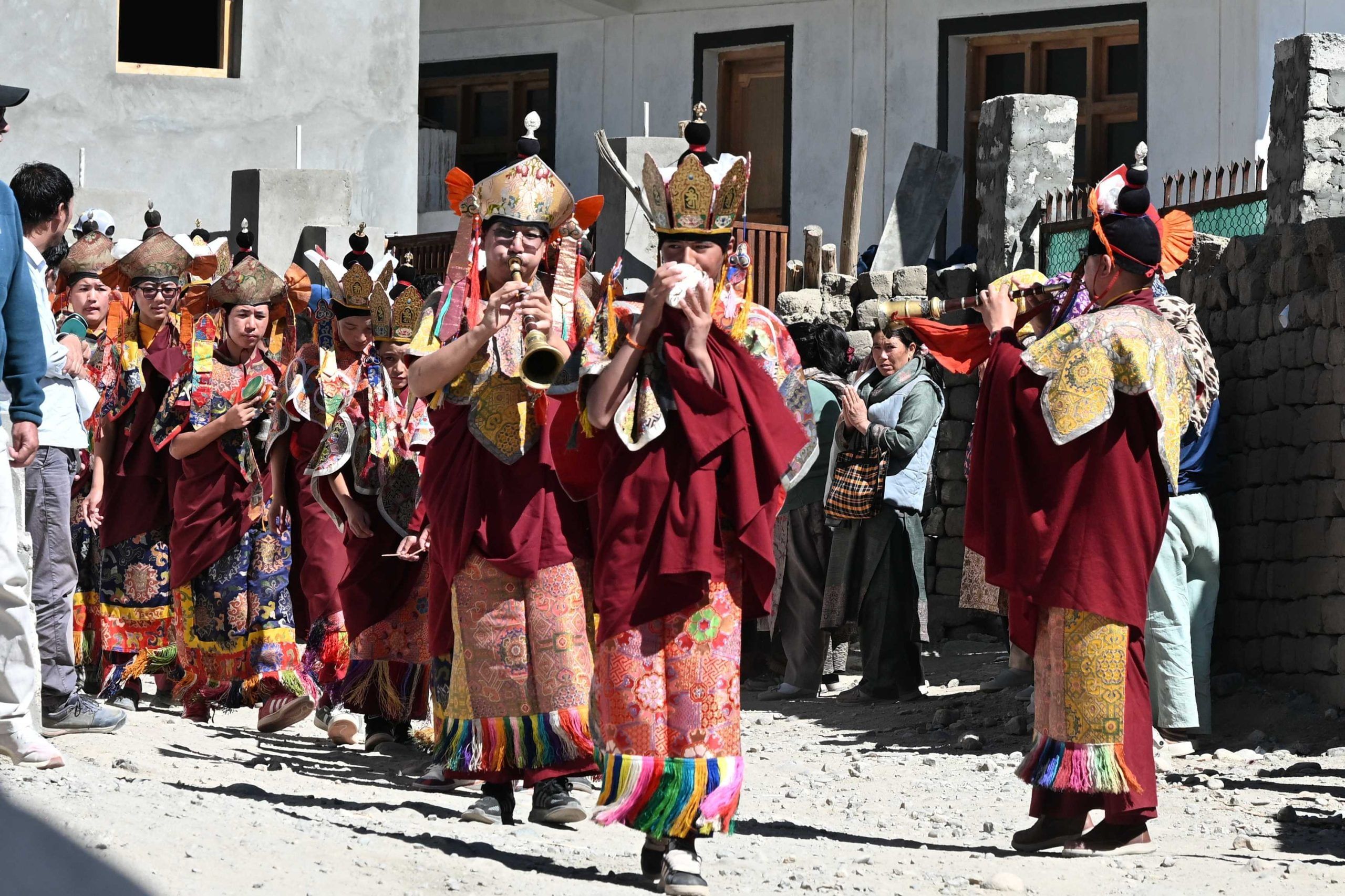 Monks and family members lead the funeral procession of Stanzin Namgyal | Suraj Singh Bisht | ThePrint