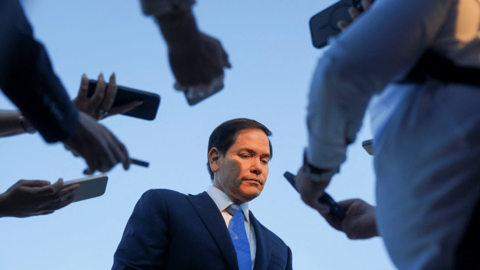 marco rubio U.S. Secretary of State Marco Rubio listens as he speaks to media at Ben Gurion International Airport, as he departs Tel Aviv for Qatar following an official visit, near Lod, Israel, September 16, 2025 | Reuters