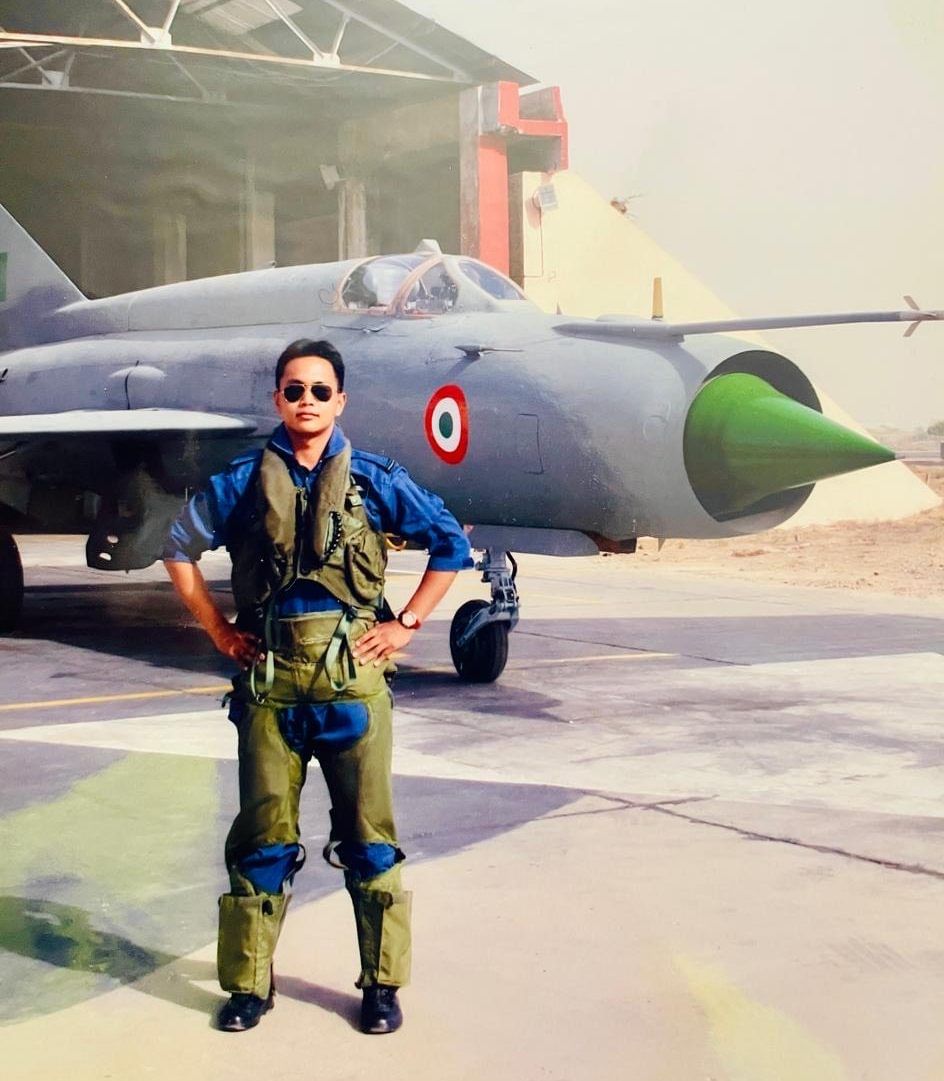 The author (then Flying Officer) with a MiG-21 | Photo: Gp Capt Atul Hyanki