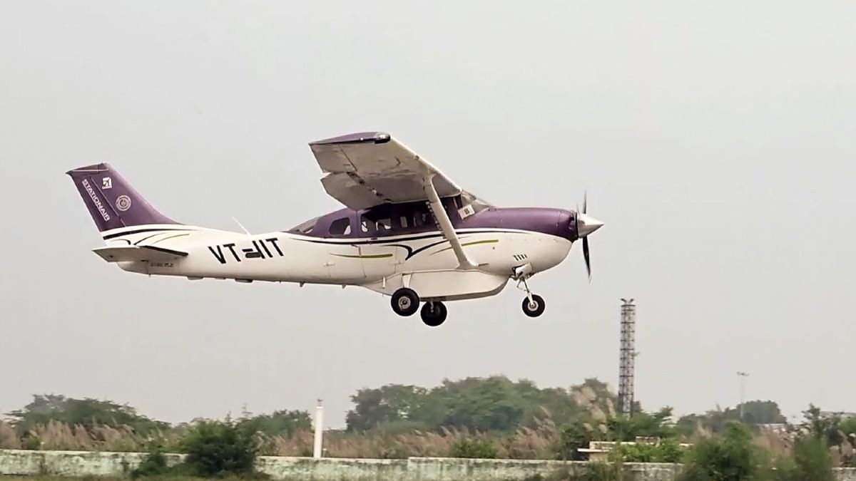 Cessna aircraft which took off from Kanpur to conduct cloud seeding trials in Delhi on Tuesday | ANI