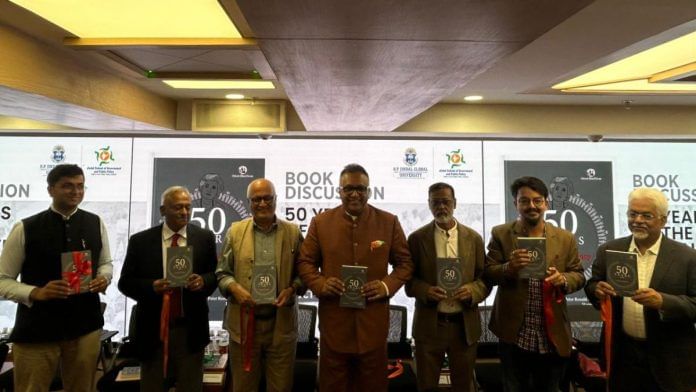 Panelists at the launch of 50 Years of the Indian Emergency: Lessons for Democracy, edited by Peter Ronald deSouza and Harsh Sethi with contributions from 17 authors. | Manisha Mondal | ThePrint