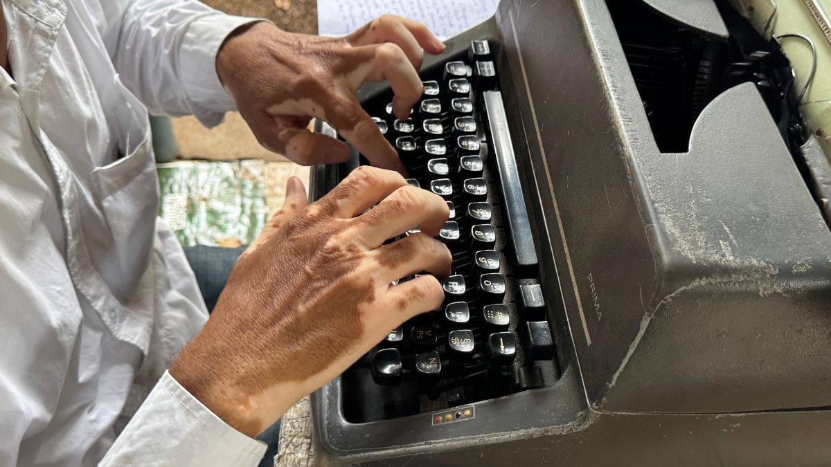 A stenographer typing in a district court in Andhra Pradesh. | Sagrika Kissu | ThePrint