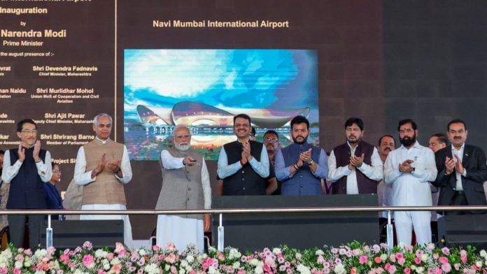 Prime Minister Narendra Modi inaugurates Navi Mumbai International Airport, at Navi Mumbai in Thane on Wednesday | DPR PMO/ANI