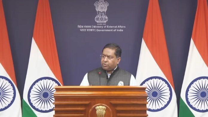 Randhir Jaiswal MEA spokesperson Randhir Jaiswal at weekly media briefing in New Delhi on 30 October, 2025 | YouTube/Ministry of External Affairs