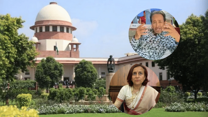 The Supreme Court of India with insets of Sonan Wangchuk and his wife, Gitanjali Angmo | ThePrint