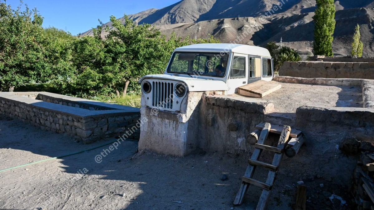 White jeep on SECMOL campus that symbolises Wangchuk’s movement to reform education in Ladakh | ThePrint/Suraj Singh Bisht