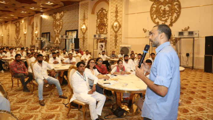 Krishna Allavaru (blue shirt) had taken over as the AICC in-charge Bihar, in February this year | Facebook/Krishna Allavaru