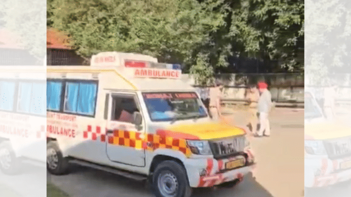 The ambulance carrying IPS officer Y. Puran Kumar's body to PGIMER Chandigarh. | Special arrangement