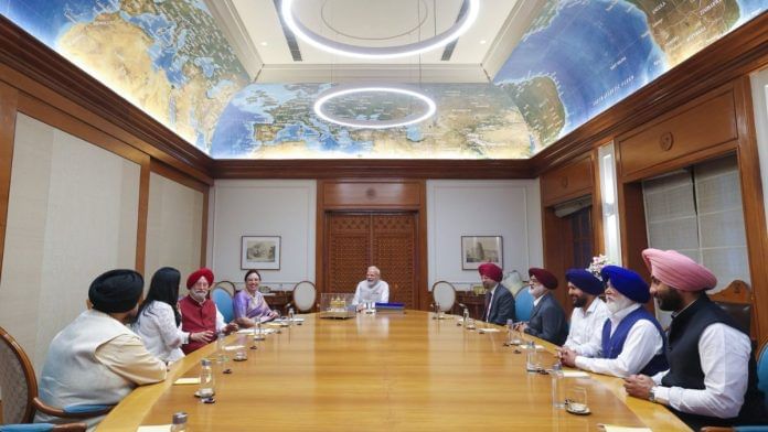 At a meeting between PM Narendra Modi and Sikh Sangat members on the  ‘Jore Sahib’ handover | X/@HardeepSPuri At a meeting between PM Narendra Modi and Sikh Sangat members on the ‘Jore Sahib’ handover | X/@HardeepSPuri