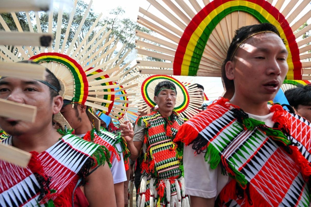 Nagas in traditional attire to welcome Muivah | ThePrint/Suraj Singh Bisht