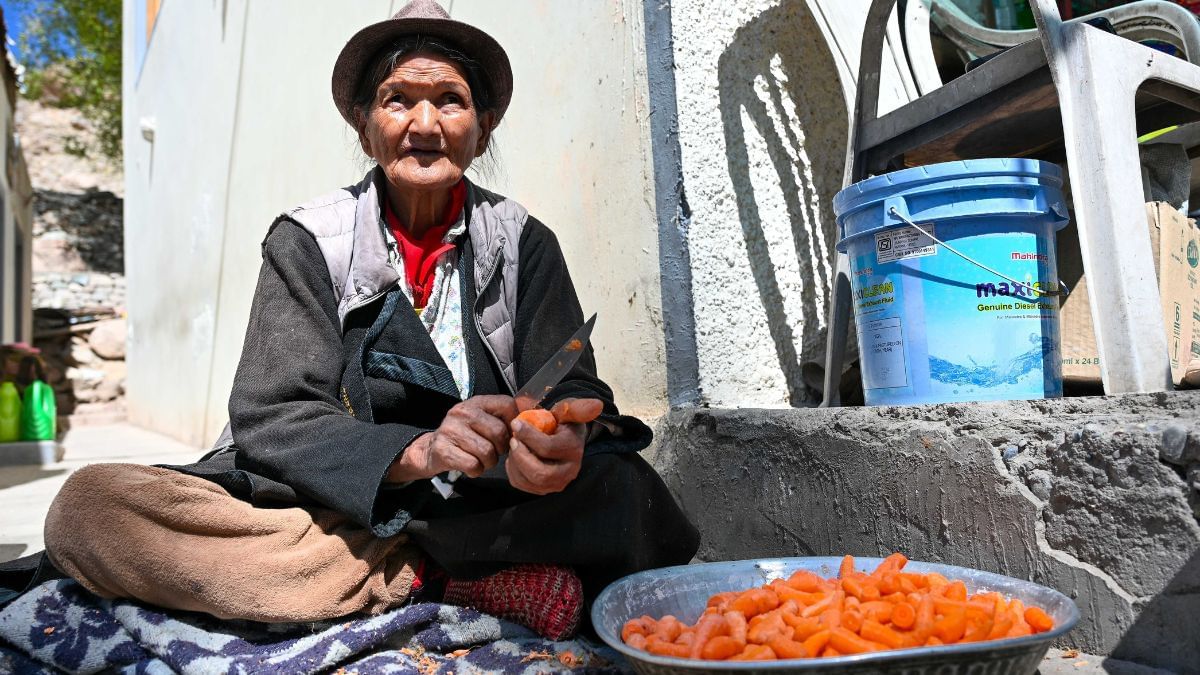 त्सेरिंग यांगचेन, 79, लद्दाख के उलेटोक्पो गांव में वांगचुक के परिवार की पड़ोसी | फोटो: सूरज सिंह बिष्ट/दिप्रिंट