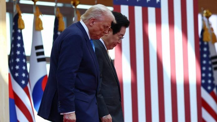 U.S. President Donald Trump meets with South Korean President Lee Jae Myung on the sidelines of the Asia-Pacific Economic Cooperation (APEC) leaders' summit in Gyeongju, South Korea, October 29, 2025 | Reuters