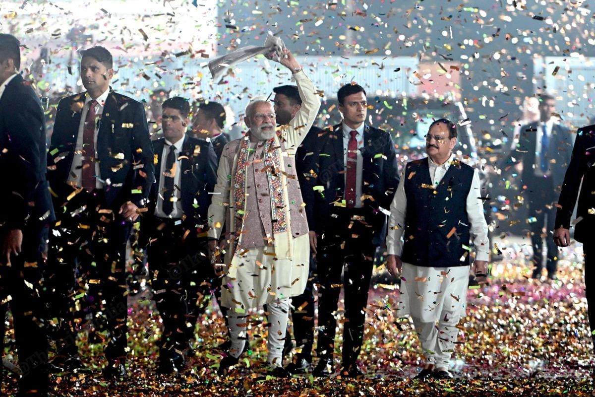 PM Modi receives a warm welcome as he arrives at BJP HQ in Delhi | Suraj Singh Bisht | ThePrint