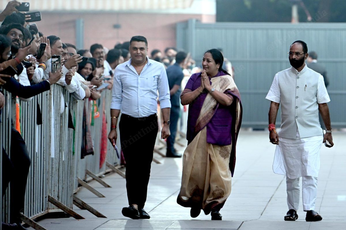 Delhi CM Rekha Gupta arrives at BJP HQ | Suraj Singh Bisht | ThePrint