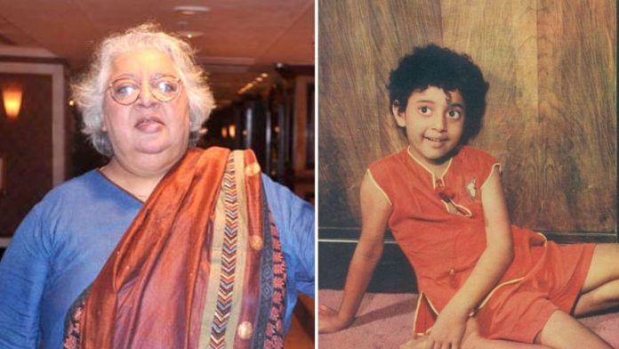 On the left, a photo of Daisy Irani at the release of 'Shirin Farhad Ki Toh Nikal Padi' (2012). On the right, a photo of her as a child