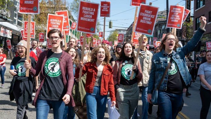 File photo of a Starbucks workers protests from 2022 | Commons