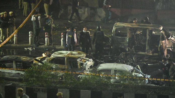 NIA team at the blast spot near Red Fort metro station in Delhi Monday | Suraj Singh Bisht | ThePrint