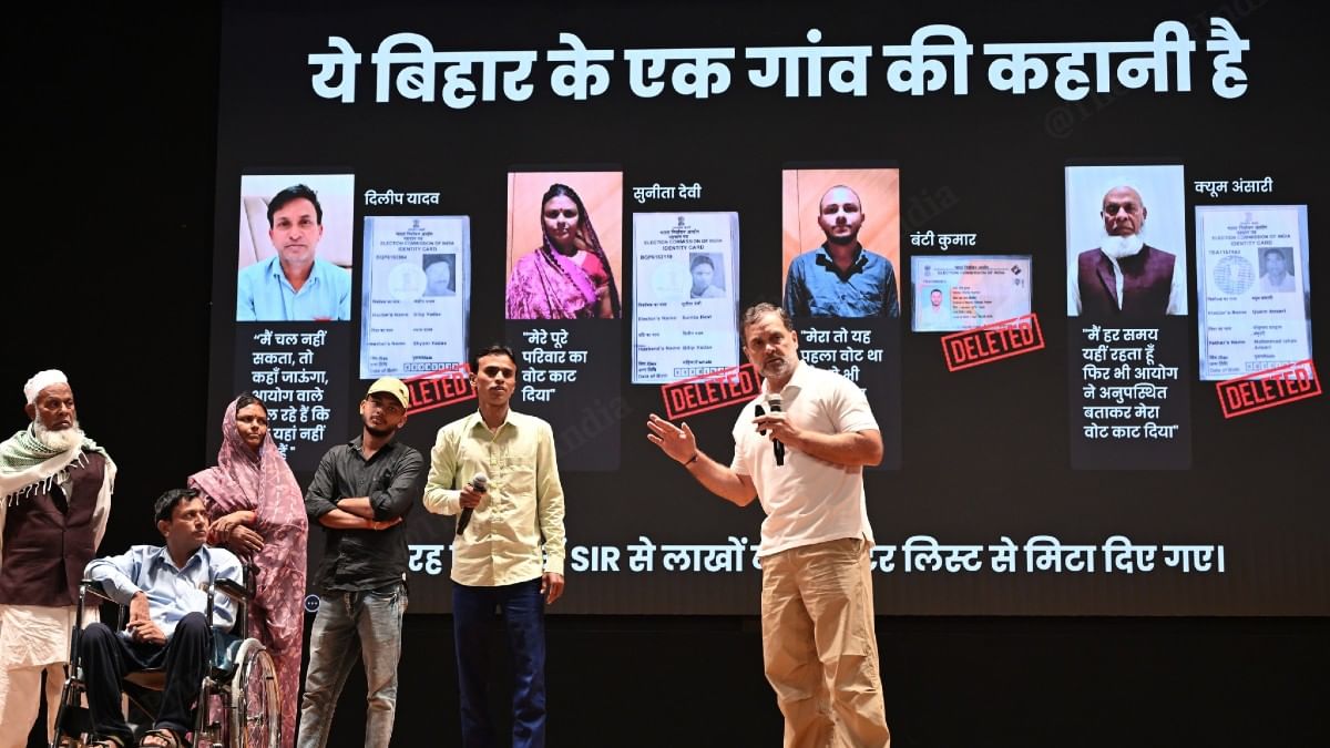 Congress leader Rahul Gandhi at press conference on 'vote chori' | ThePrint/Suraj Singh Bisht