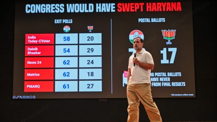 Rahul Gandhi at press conference on 'vote chori', in New Delhi, on 5 November 2025 | ThePrint/Suraj Singh Bisht