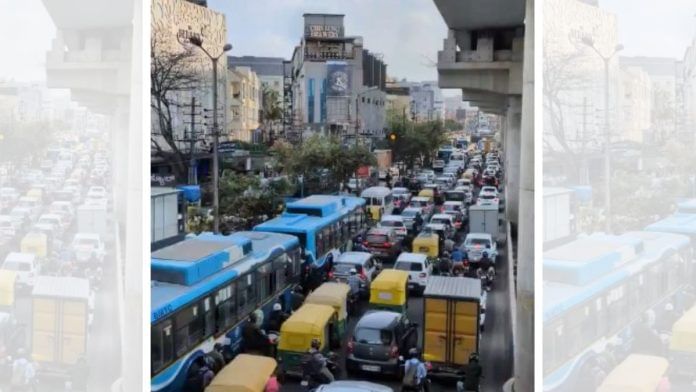 Massive traffic jam on Bengaluru's outer ring road towards Silk Board. The tunnel road is expected to reduce this. | X/@_Ashwatthama_