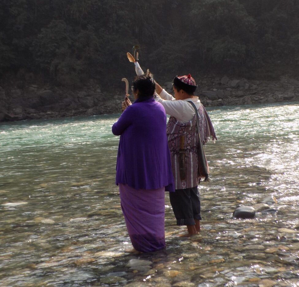 Members of the Lepcha community performing rituals to celebrate Rangeet and Rongnyu in Sikkim