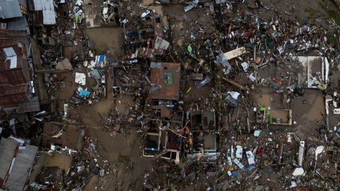 Drone view of wrecked homes after heavy flooding caused by Typhoon Kalmaegi in Talisay, Cebu on 5 November 2025. | Eloisa Lopez | Reuters