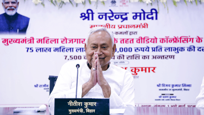 Bihar Chief Minister Nitish Kumar at the launch of the Mukhyamantri Mahila Rozgar Yojana in Patna | ANI File