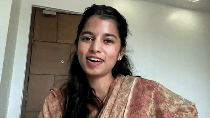 Singer and BJP candidate Maithili Thakur speaks to media on Friday. | Picture: ANI video grab