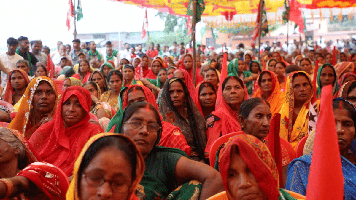 Women attend a CPI(ML) Liberation poll rally in the run-up to Bihar elections | Saqiba Khan | ThePrint