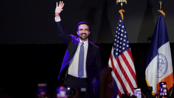 Democratic candidate for New York City Mayor Zohran Mamdani reacts after winning the 2025 New York City Mayoral race, REUTERS