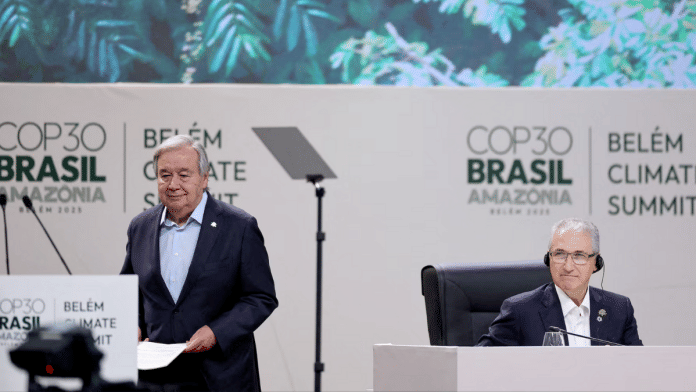 File photo | United Nations Secretary-General Antonio Guterres and COP29 President Mukhtar Babayev attend the opening of the Belem Climate Summit plenary session, as part of the COP30 United Nations Climate Change Conference, in Belem, Brazil, November 6, 2025 | Reuters