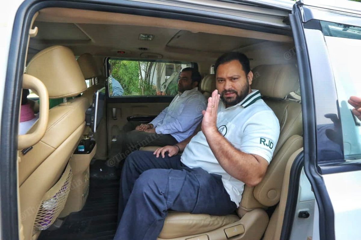 RJD leader Tejashwi Yadav leaves his residence to campaign for the upcoming assembly elections | Praveen Jain | ThePrint