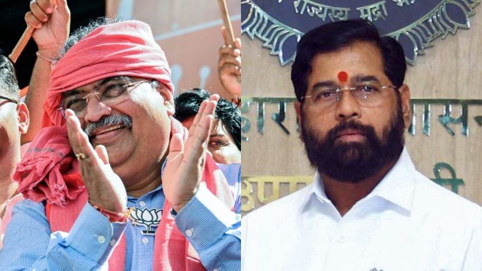 File photos of Maharashtra BJP chief Ravindra Chavan and Deputy Chief Minister Eknath Shinde | ANI