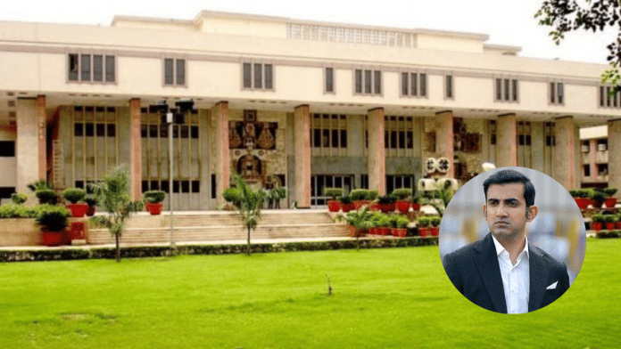 File photo of Delhi High Court and Gautam Gambhir | delhihighcourt.nic.in/X