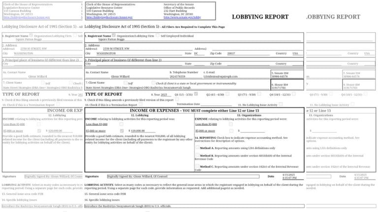 Disclosures to US Senate claim lobbyists with links to Pakistan also hired for RSS; organisation denies