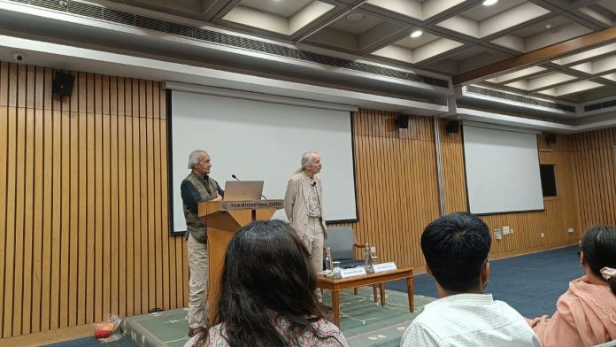 Art historians Jyotindra Jain and Joachim Bautze at Delhi’s IIC | Krishan Murari, ThePrint