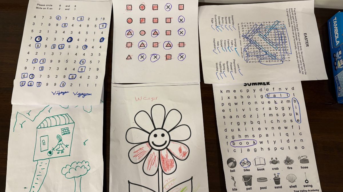 Games played and drawings created by residents during daily activities at Frida Epoch | Sakshi Mehra, ThePrint