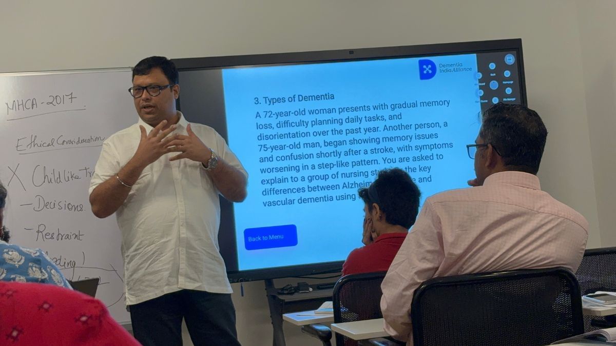 A 3-day 'train the trainers' workshop at the Dementia India Alliance office, where trainers, psychologists, and healthcare professionals gather to learn about dementia and enhance caregiving skills | Sakshi Mehra, ThePrint