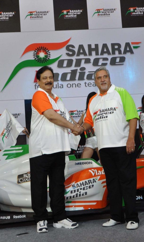 सहारा फोर्स इंडिया एफ1 टीम का नया लोगो सुब्रत रॉय और विजय माल्या ने 2011 में लॉन्च किया | फोटो: फेसबुक/@Sahara F1