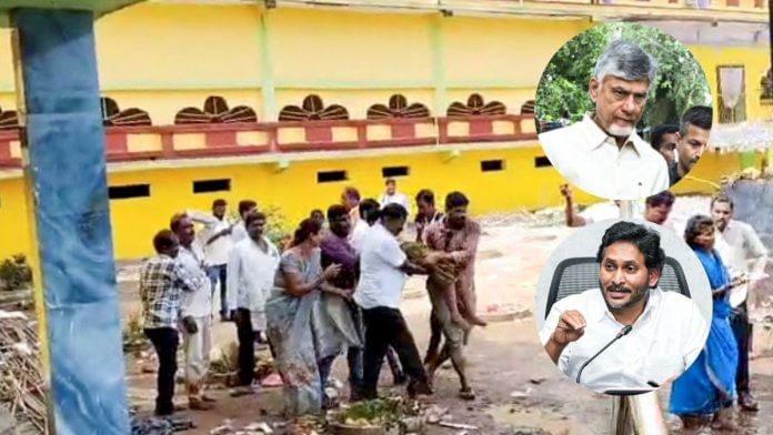 At the stampede site at Venkateswara Swamy temple in Srikakulam, Andhra Pradesh; Chief Minister Chandrababu Naidu and YSRCP chief Jagan Mohan Reddy | ANI