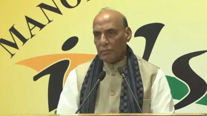 Defence Minister Rajnath Singh speaking in Delhi Tuesday | X