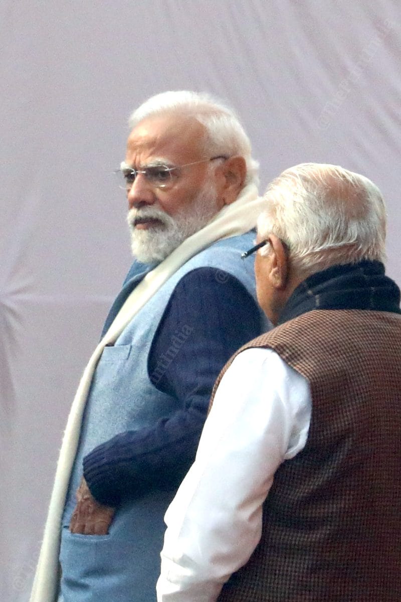 PM Modi with Union minister Manohar Lal Khattar at the event. | Praveen Jain/ThePrint