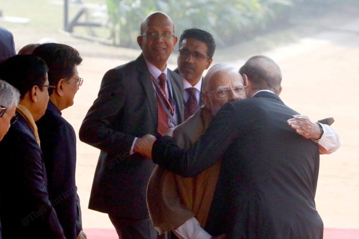 PM Modi hugs First Deputy Prime Minister of Russia, Denis Manturov | Praveen Jain | The Print