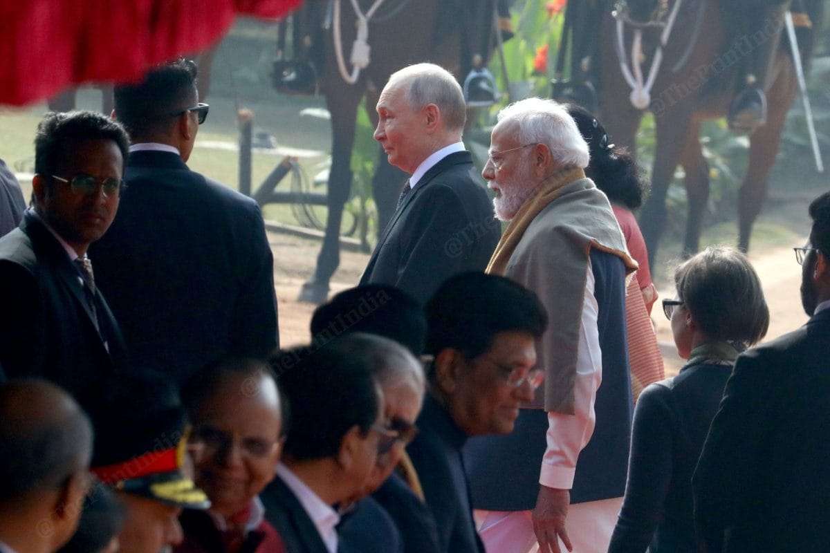 Putin with PM Modi at Rashtrapati Bhavan | Praveen Jain | The Print