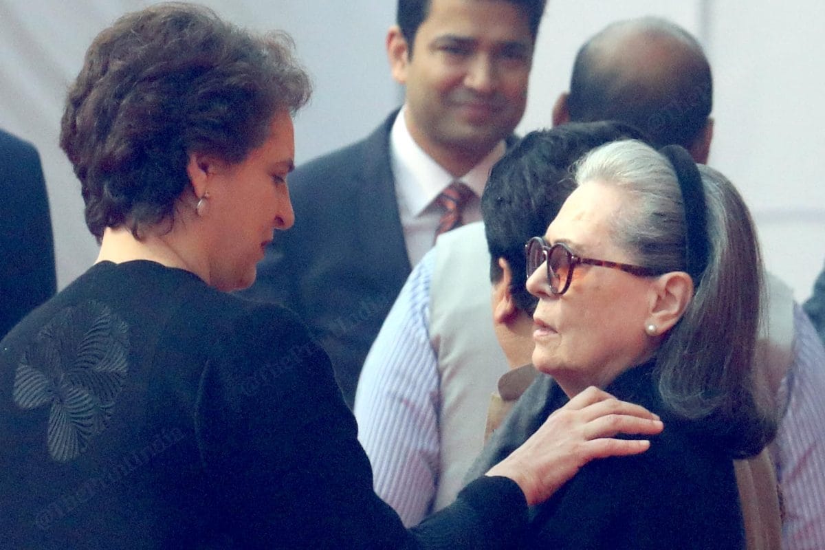 Congress Leader Sonia Gandhi with her daughter Priyanka Gandhi | Praveen Jain | ThePrint