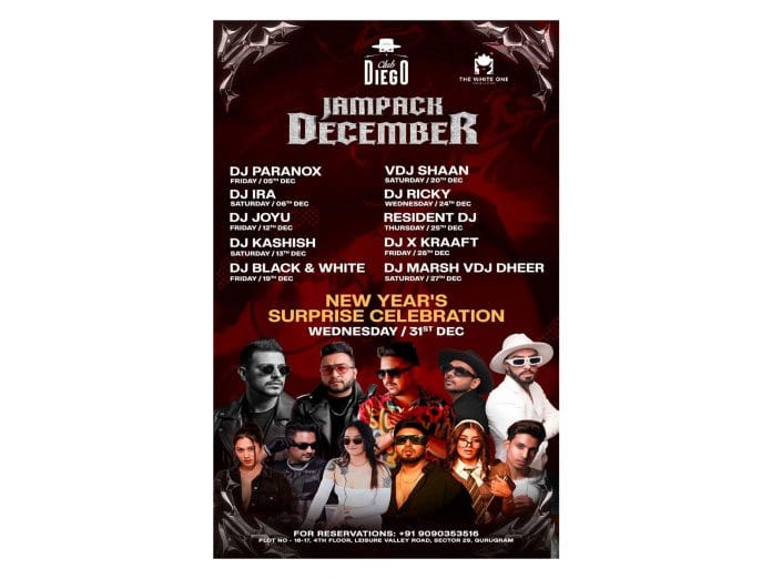 Club Diego, Gurugram Unveils Its Power-Packed 'Jampack December' Lineup, Culminating in the Biggest New Year's Eve Party of 2025